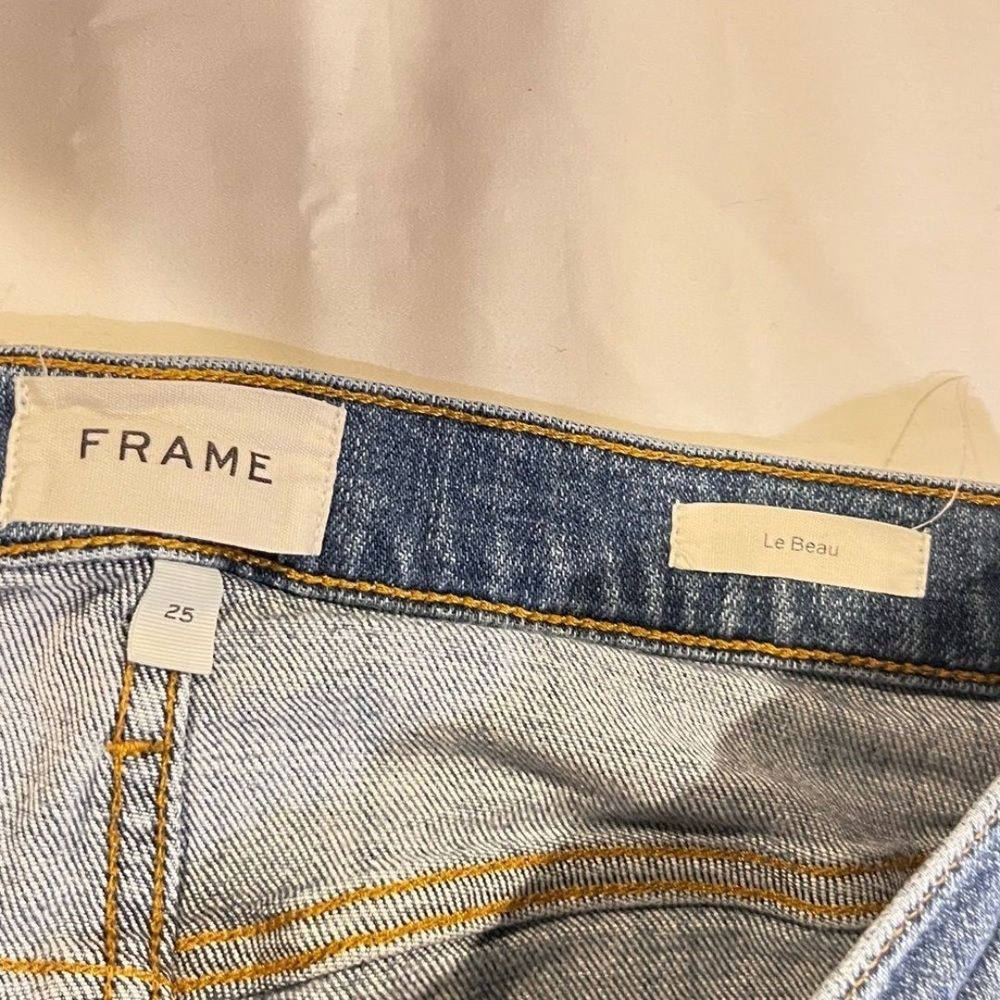 Frame Distressed Blue‎ Denim Le Beau Cropped Jeans Women's Size 25 - Picture 8 of 10